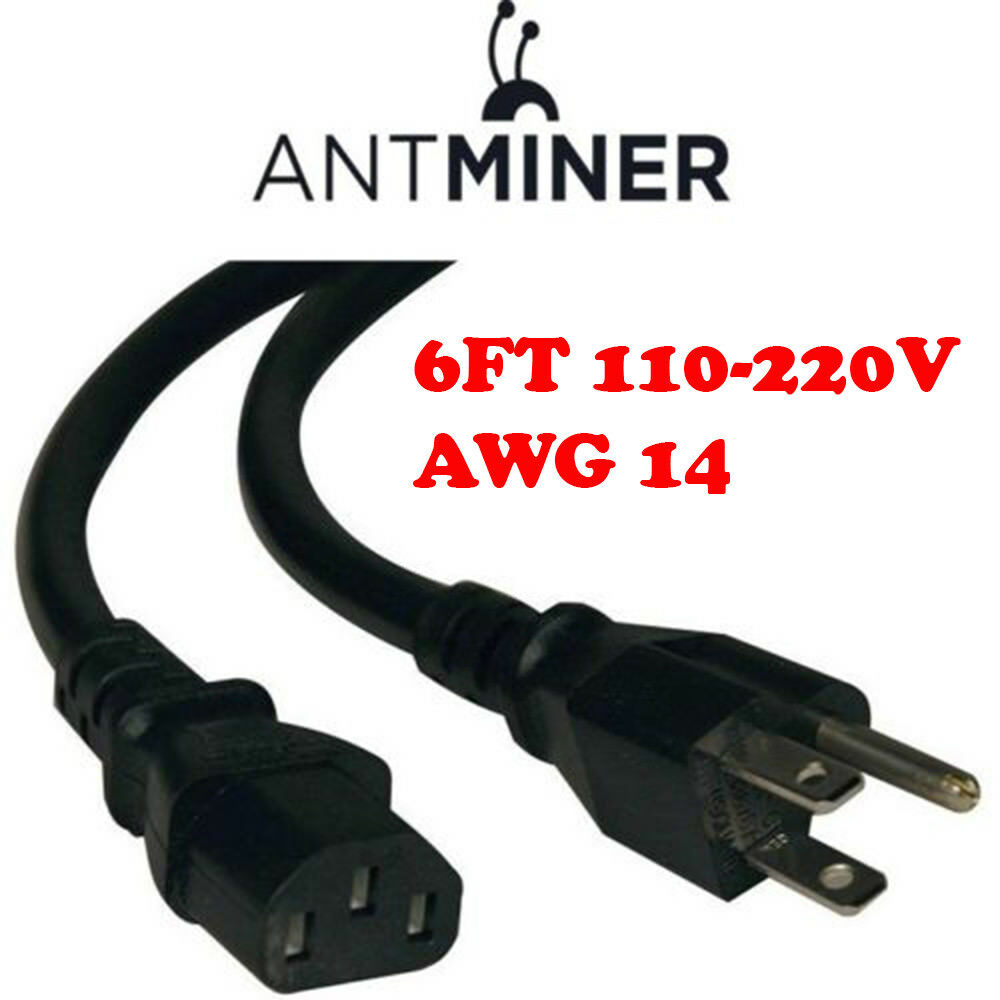 Bitmain Antminer Apw3 Psu Power Supply Cord Cable Heavy Awg14 Btc L3+ D3 S9 6ft