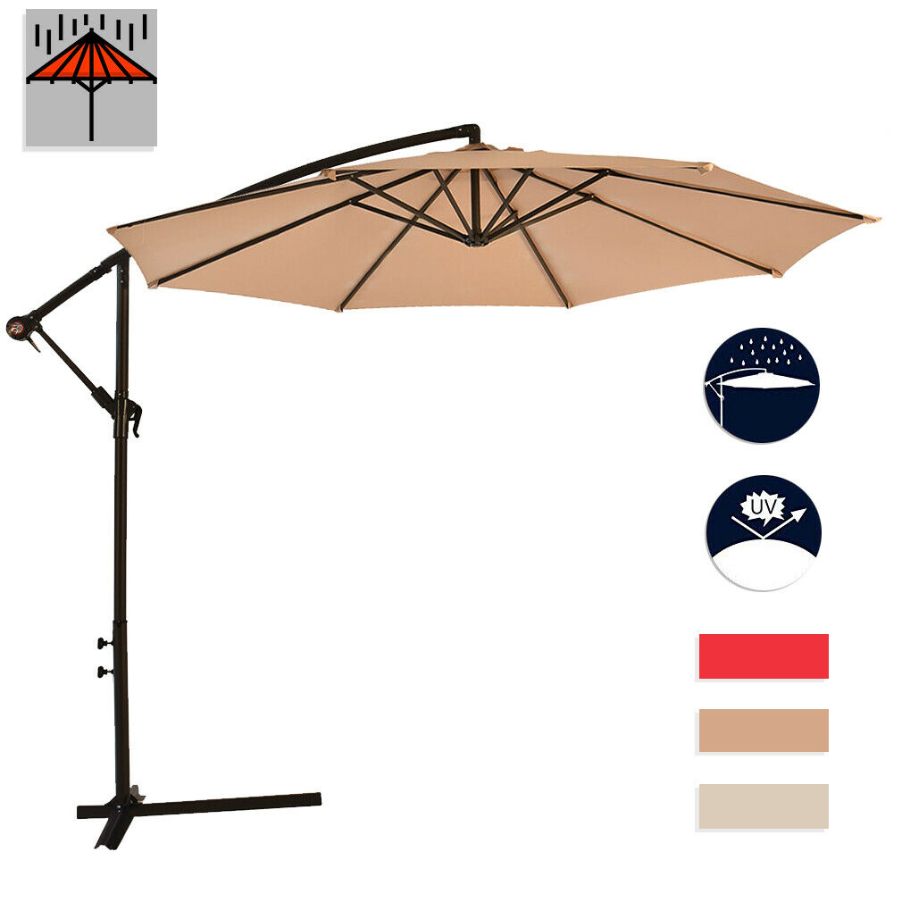 New 10' Patio Umbrella Offset Hanging Umbrella Outdoor Market Umbrella D10