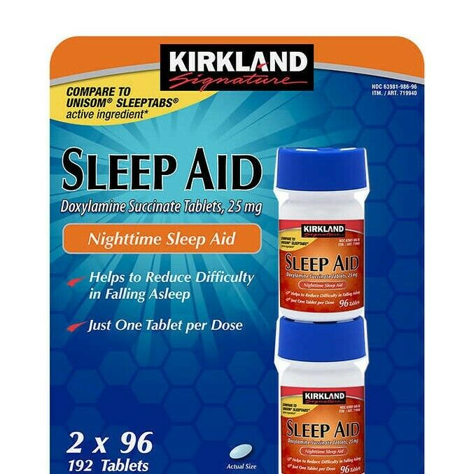 Kirkland Signature Sleep Aid Doxylamine Succinate 25 Mg - 192 Tablets  Exp 8/23