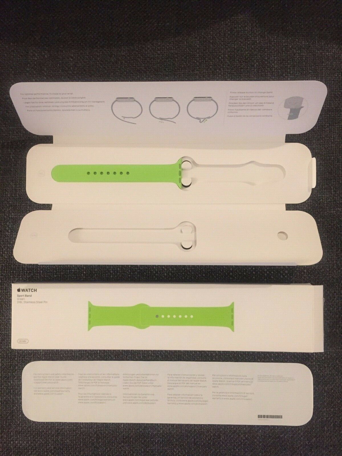 Apple Watch 38mm Lime Green Sport Band Empty Box + 1 M/l Strap Only *no Watch*