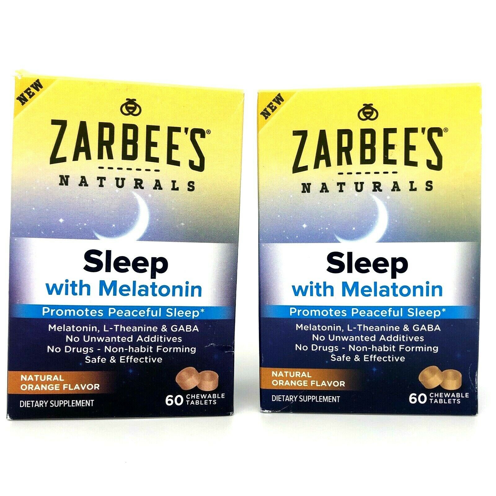 Zarbee's Naturals Sleep Aid Melatonin 60 Chewable Tablets 2 Boxes Exp 9/2021+